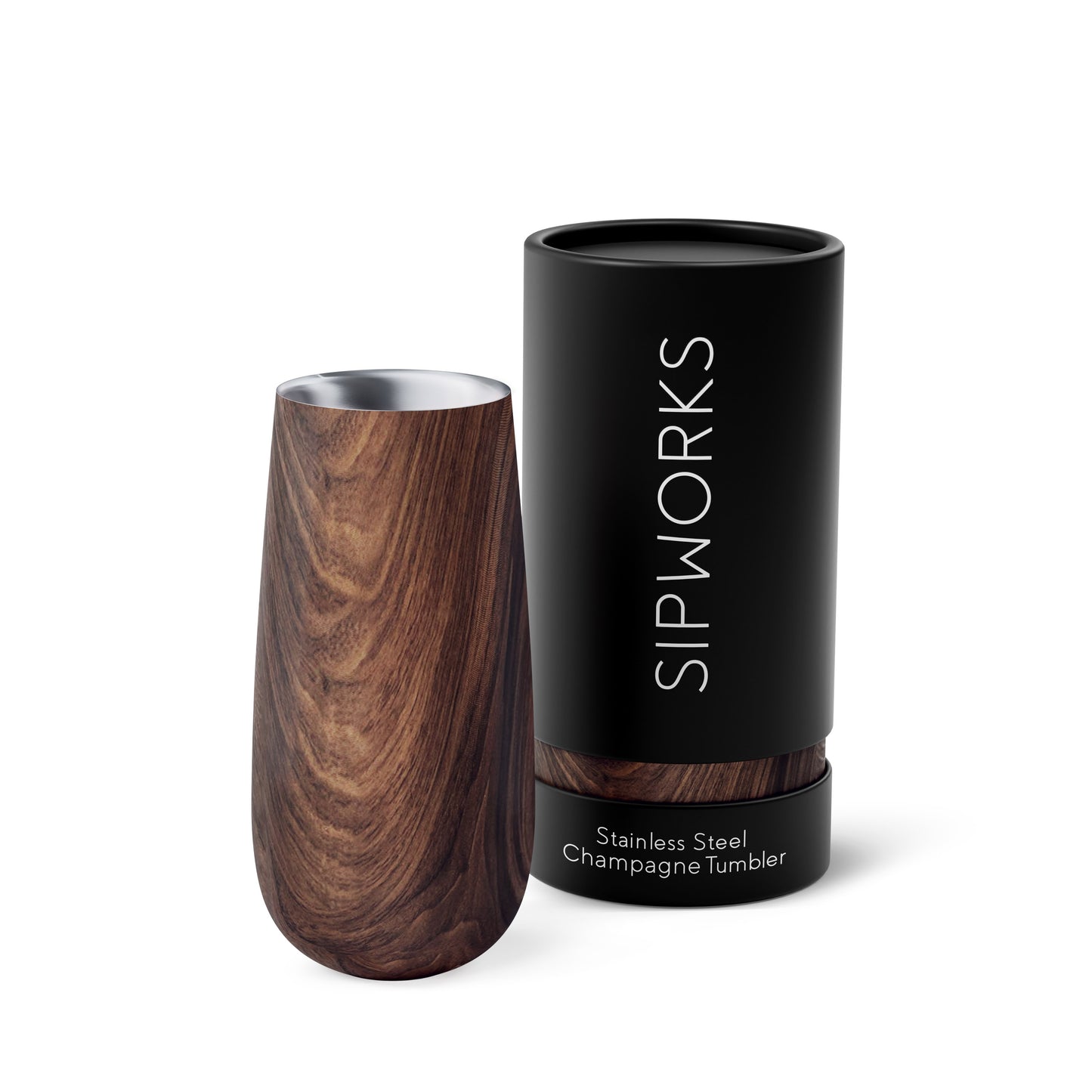 Sipworks Insulated Champagne Tumbler 8oz | Wood