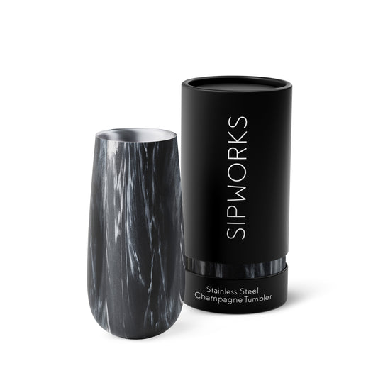 Sipworks Insulated Champagne Tumbler 8oz | Black
