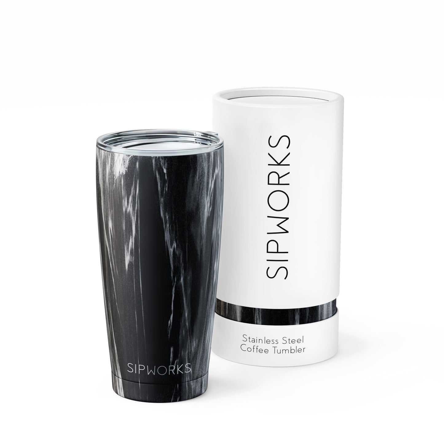 Sipworks Coffee Tumbler 20oz | Gray Marble