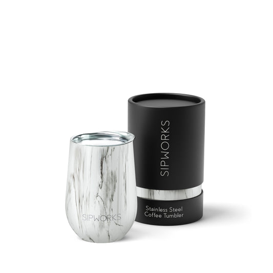 Sipworks Wine Tumbler 14oz | White Marble